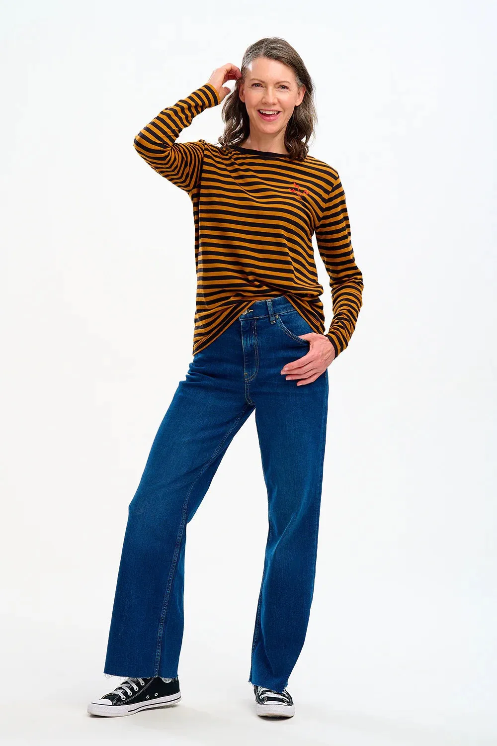 Sugarhill Brighton Brunswick Stripe Top with Embroidered Lightning Bolts