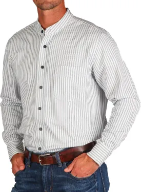 Traditional Irish Grandfather Shirt, Men's Casual Long Sleeve Button Down Collarless Dress Shirt