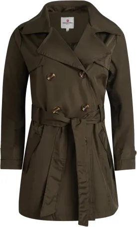 URBAN REPUBLIC Women's Long Trench Coat - Poly-Techno Double Breasted Water-Resistant Overcoat for Women (Sizes: S-XL)