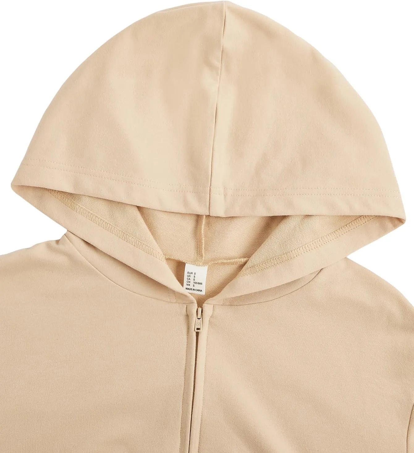 Verdusa Women's Zip Up Outerwear Long Sleeve Crop Top Hooded Sweatshirt