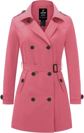 wantdo Women's Waterproof Trench Coat Classic Lapel Outerwear Coat with Belt