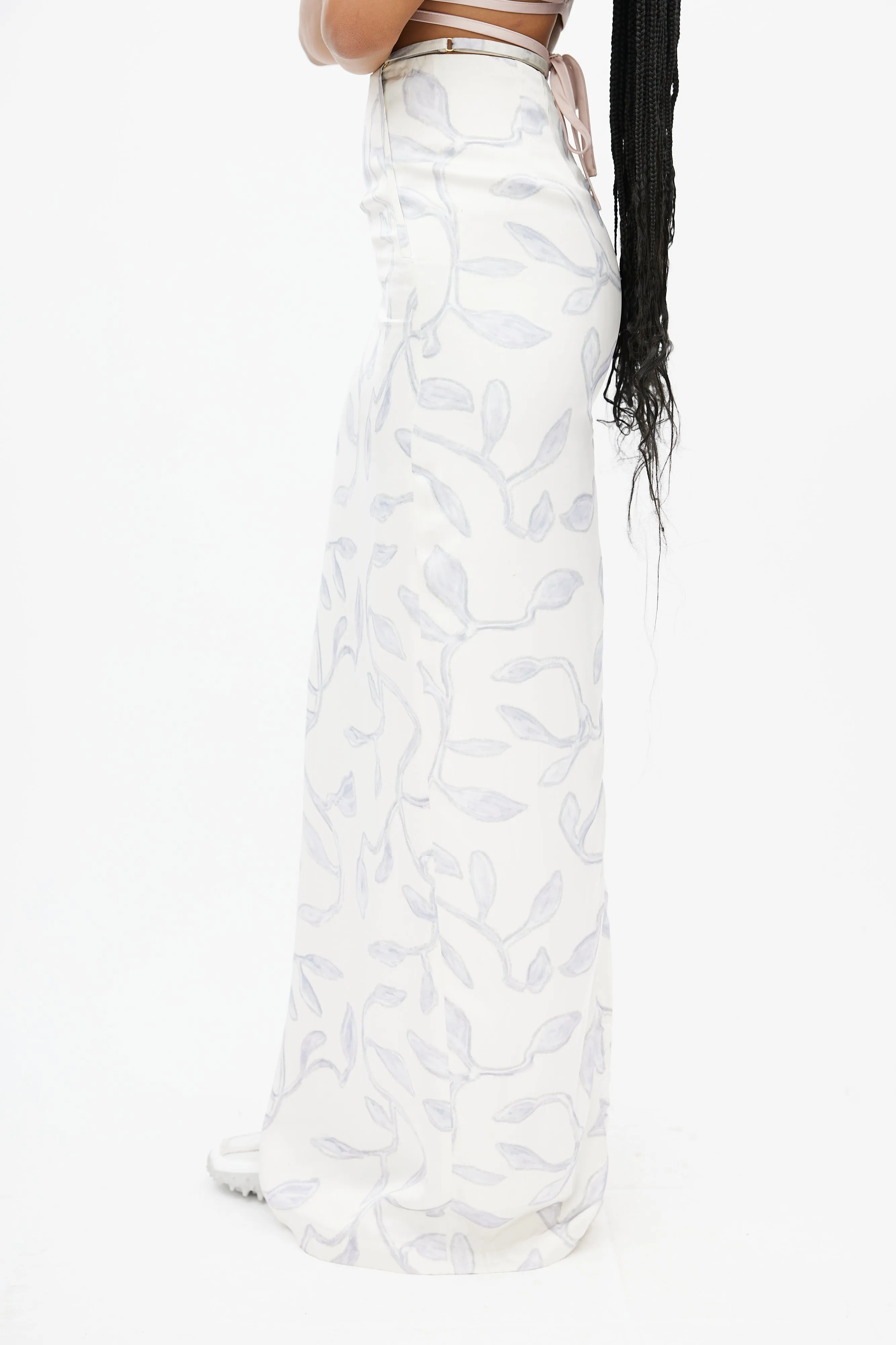 White & Blue Leaf Skirt