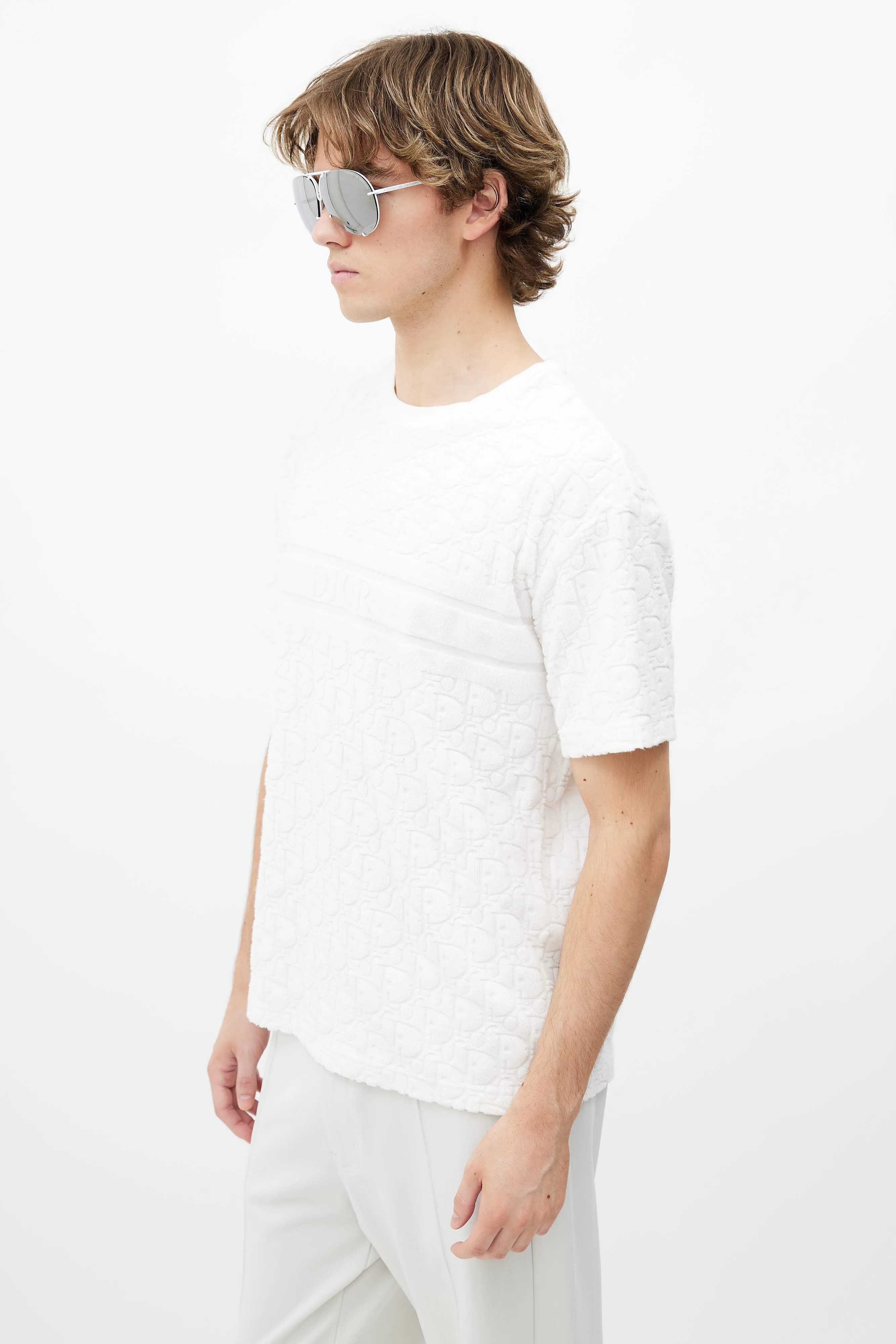White Oblique Terry T-Shirt