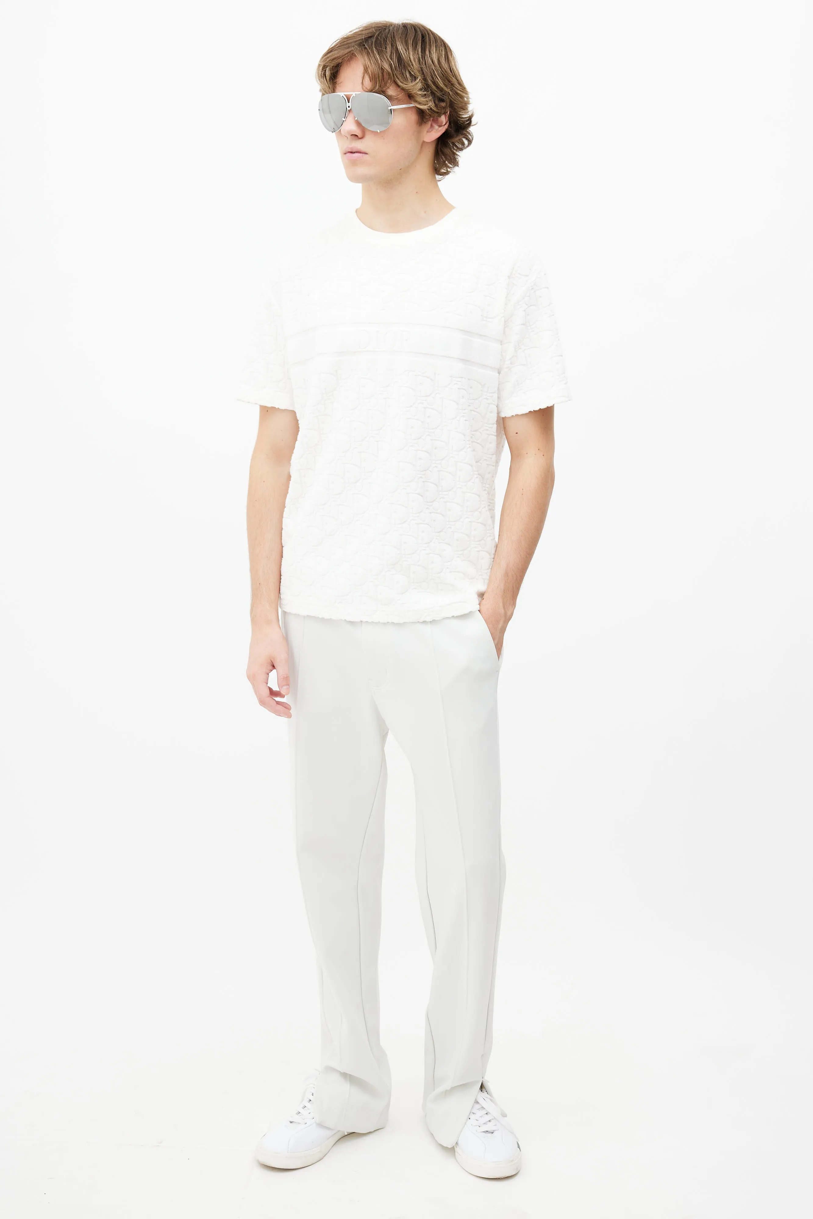 White Oblique Terry T-Shirt