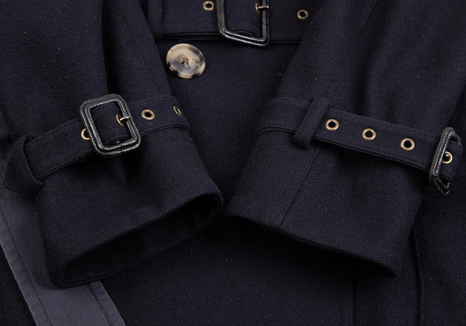 WIM NEELS BELGIUM. Navy Wool Belted Trench Coat