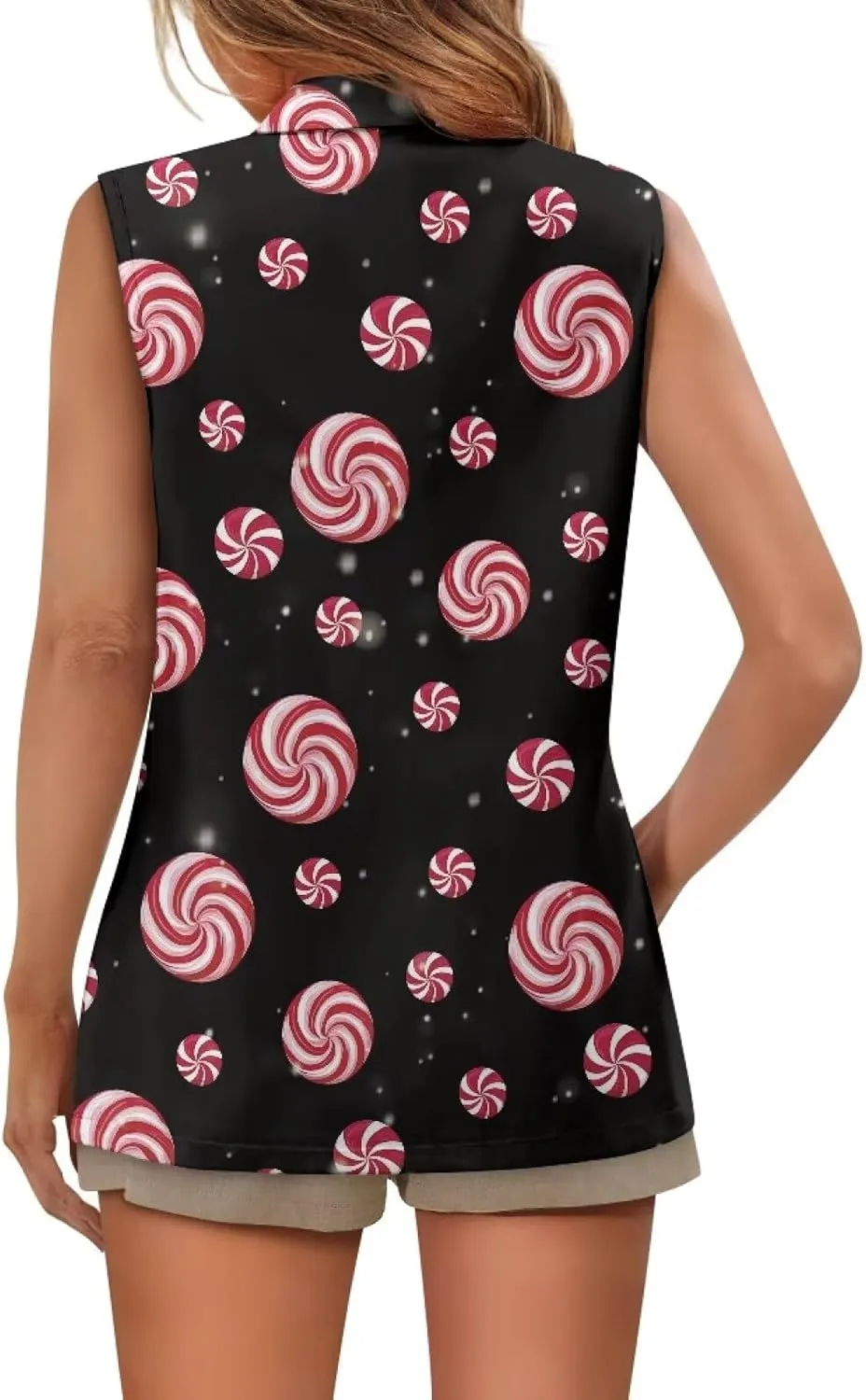 Women Siut Vest Blazer Tops V Neck Sleeveless Jackets Lapel Collar One Button Holiday Waistcoat