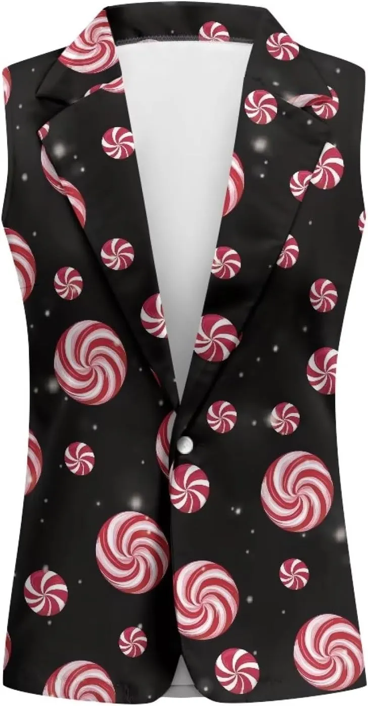 Women Siut Vest Blazer Tops V Neck Sleeveless Jackets Lapel Collar One Button Holiday Waistcoat