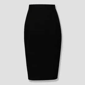 Women's High Waist Elastic Slim Fit Bandage Skirt Solid Color Knee Length Bodycon Pencil Skirt Office Midi Skirt
