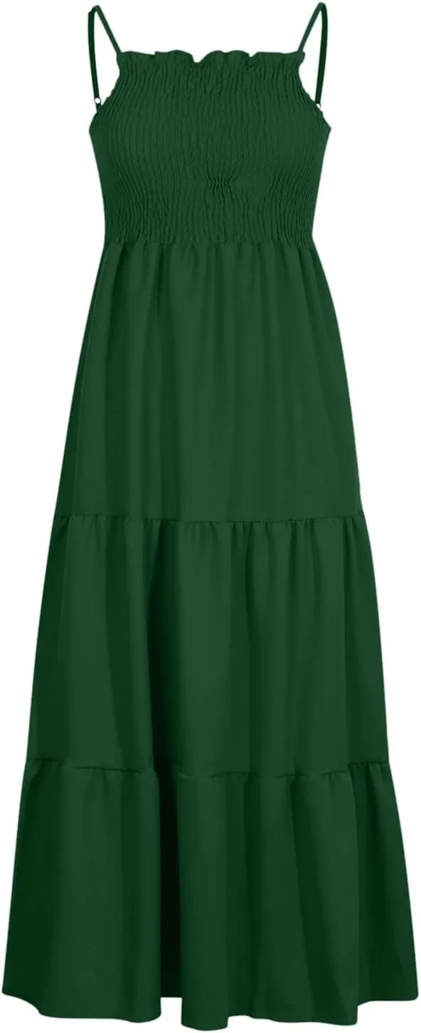 Womens Sleeveless Strapless Slip Dresses Dresses Sun Dresses for Women Beach Hawaiian Pleated Maxi Long Dresses