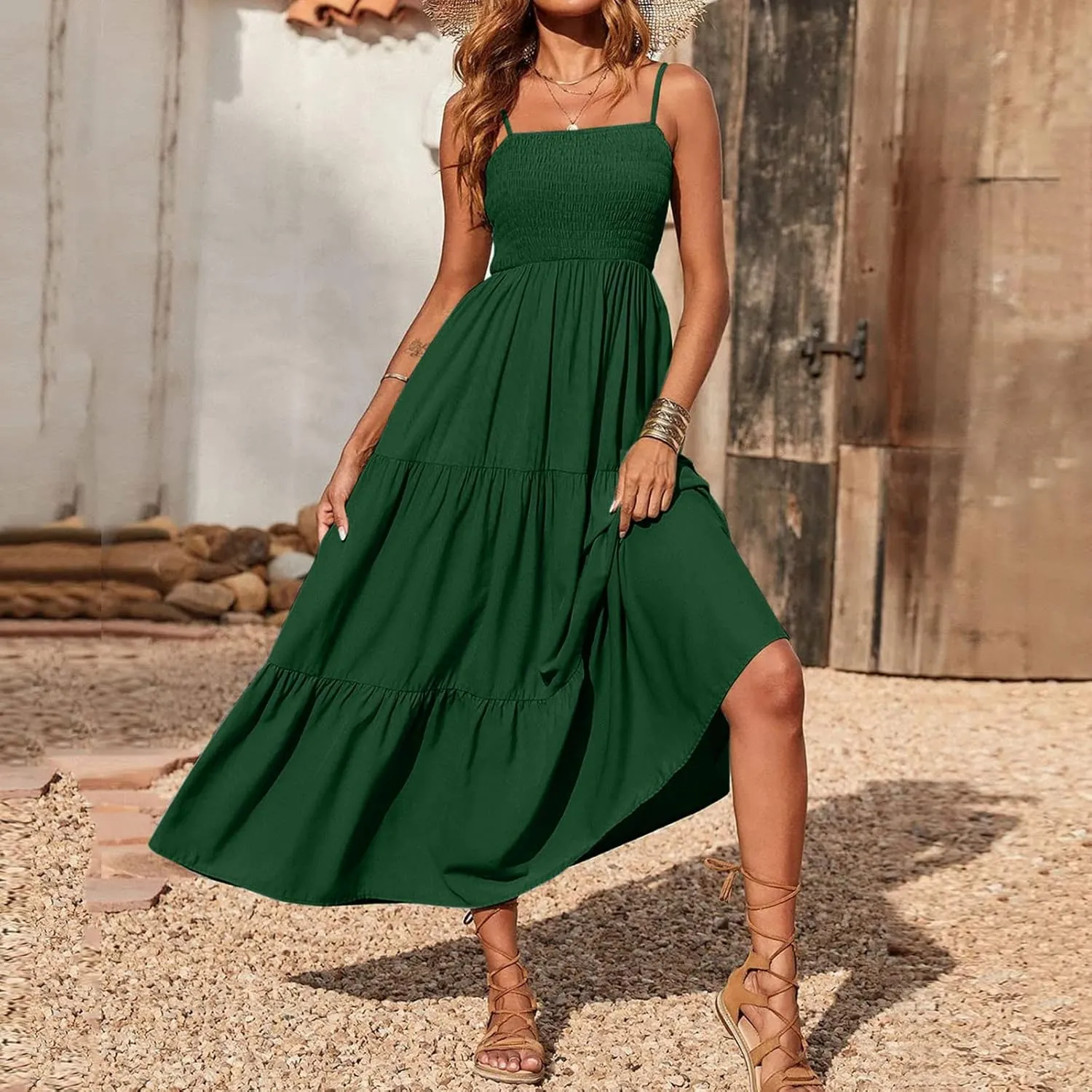 Womens Sleeveless Strapless Slip Dresses Dresses Sun Dresses for Women Beach Hawaiian Pleated Maxi Long Dresses