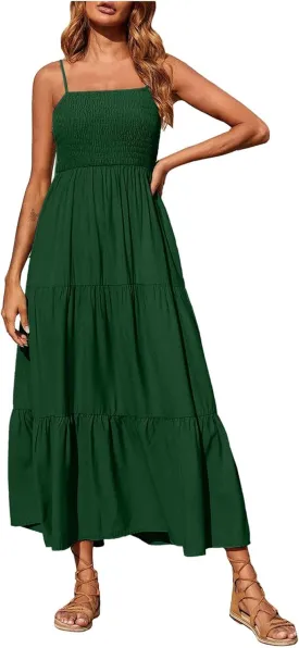 Womens Sleeveless Strapless Slip Dresses Dresses Sun Dresses for Women Beach Hawaiian Pleated Maxi Long Dresses