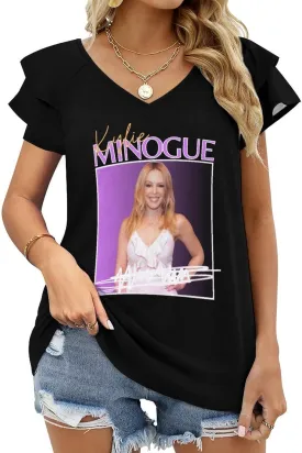 Women's V Neck T Shirt Vintage Short-Sleeve Retro Shirt for Man