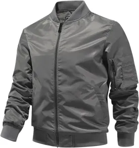 Ymosrh Men's Lightweight Jacket Jacket Casual Fall Winter Windbreaker Bomber Zip Up Coat with Pocket Jacket, XXXL-L6